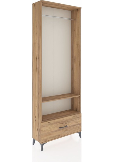 Arges Dolap 2 Raflı Tek Çekmeceli Tek Askılı 88x30x243 Çam-çam Çam