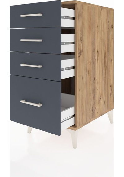 Kronos Komodin 4 Çekmeceli 44x59x96 Çam-antrasit Atlas Çam