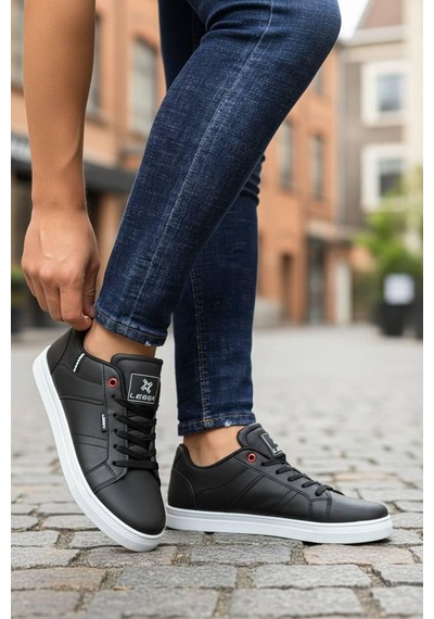 Sneakers Bağcıklı Erkek Ayakkabı Legan-8111 Siyah-beyaz