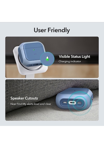 Apple Uyumlu AirPods 4 2024 Halolock Orbit Hybrid Magsafe Kılıf Mavi
