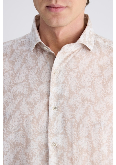 D'S Damat Ds Damat Regular Fit Bej Baskılı %100 Pamuklu Gömlek 4hc02ad013270 Bej