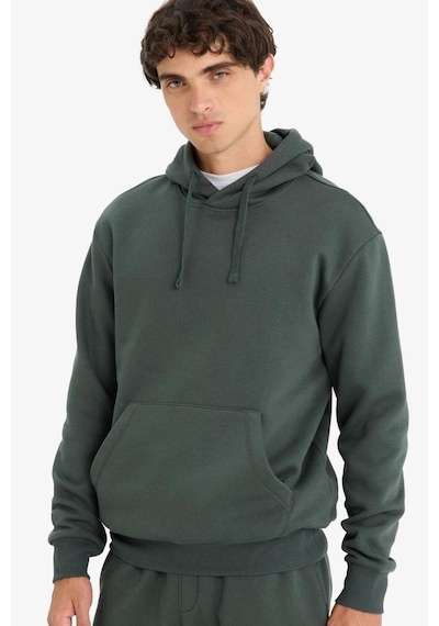 Defacto Regular Fit Kapüşonlu İçi Yumuşak Tüylü Kanguru Cepli Basic Düz Sweatshirt X8283az25augn1155 Yeşil