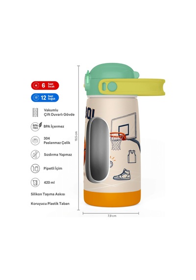 Puccon 420 Ml Yeşil Kahverengi Basketbol Baskılı Pipetli Erkek Çocuk Çelik Matara Suluk - 60027 Yeşil - Turuncu Puccon 420 Ml Yeşil Kahverengi Basketbol Baskılı Pipetli Erkek Çocuk Çelik Matara Suluk - 60027 Yeşil - Turuncu