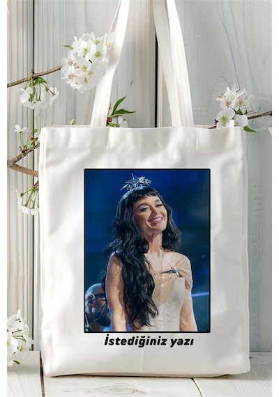 Art Hediye Katy Perry Baskılı Bez Çanta Omuz Çantası Kişiye Özel Desen 1 Çok Renkli