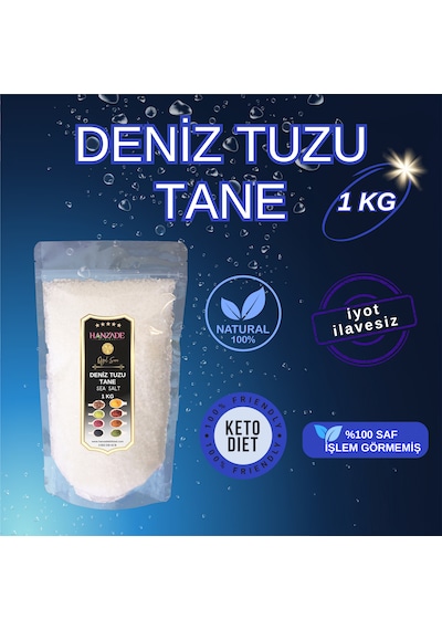 Hanzade Bitkisel Saf Deniz Tuzu Tane Granül İyot İlavesiz 1 KG