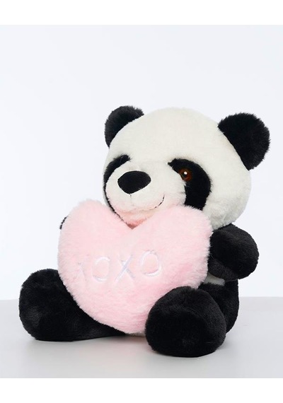 Pufu Toys Pelüş Pembe Kalpli Panda 45 Cm 04085 Beyaz