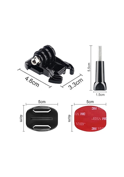 Gplus Bs04yvh 4 Parça Flat Düz Yüzey Hızlı Tak Aksiyon Kamera Uyumlu 3m Yapışkanlı Motor Kask Bağlantı Seti Siyah
