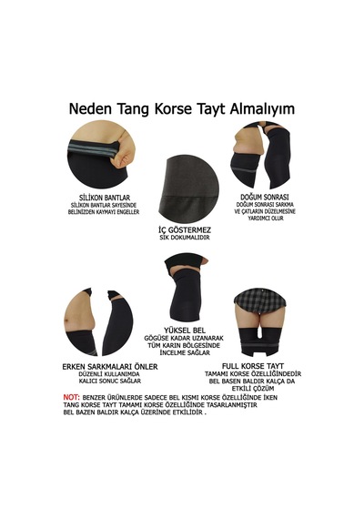 Young Fit 2 Beden Kadın Korse Tayt Siyah Yüksek Bel Korse Siyah