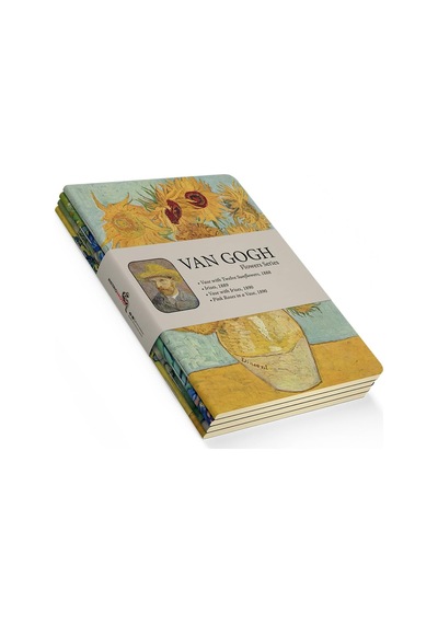 Retronote Van Gogh 4'lü Defter Seti 3, Flowers Series, Çizgisiz, 64 Sayfa, 14x21 Cm Çok Renkli