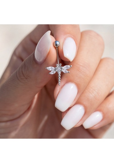 Ferizz 316l Çelik Yusufçuk Model Zirkon Taşlı Piercing Prc-223 Beyaz