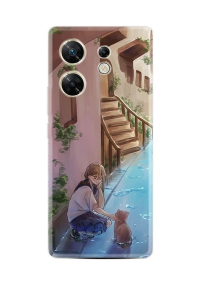 Poco X6 5g Kılıf Desenli Silikon Platinium Series Cat And Girl 1808