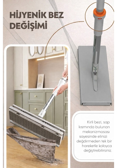 Otomatik Mop, 5 Adet Bez Hediyeli ,yüzey Temizlik Havlusu İle Uyumlu, Kolay Mop, 32 Cm