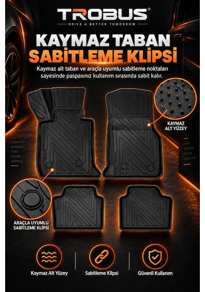 Opel Mokka 2021+ Araca Özel Karbon Desenli 3d Paspas Bagaj Havuzu Set Alt Bagaj Siyah