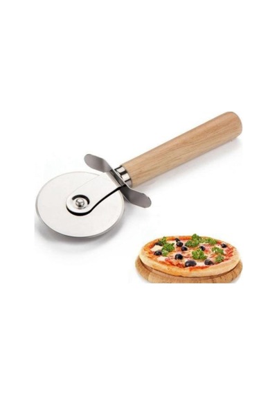 Ahşap Saplı Pizza Dilimleyici Kahverengi