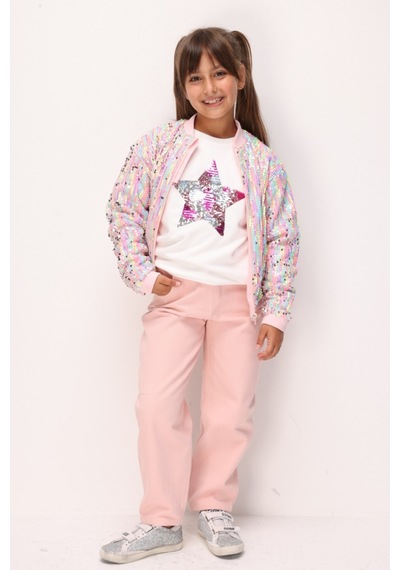 Le Mabelle Pembe Kız Çocuk Gabardin Pantolon - Prunella Pembe