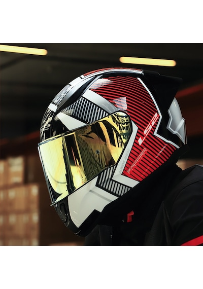 Sarı Cam + Ls2 Rapid 2 Race Extra Kask Beyaz - Kırmızı