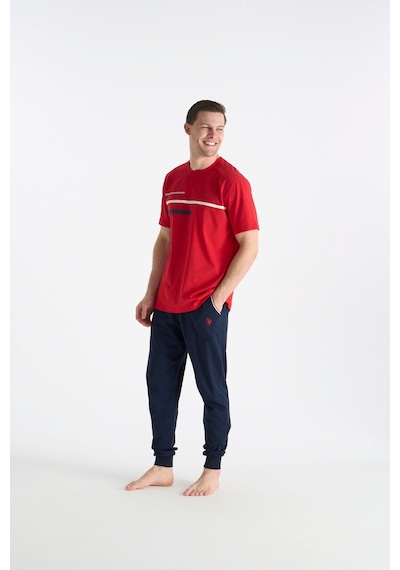 U.S. Polo Assn. Lisanslı Erkek Kırmızı Pijama Takım 19038