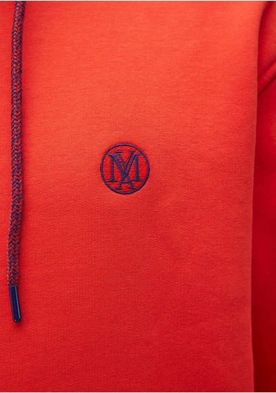 Mavi - Mavi Logo Nakışlı Kapüşonlu Kırmızı Sweatshirt 065809-70481 Kırmızı