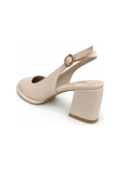 Papucumun Dünyası Kadın Slingback Kalın Topuklu Ayakkabı Bej