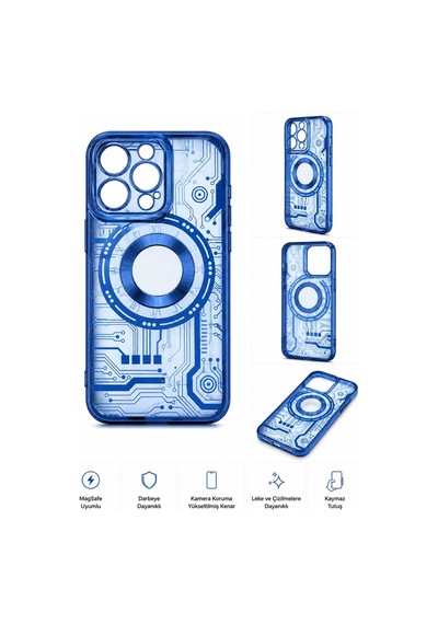 İphone 14 Pro Max Uyumlu Mavi Şeffaf Renkli Kılıf Color1008