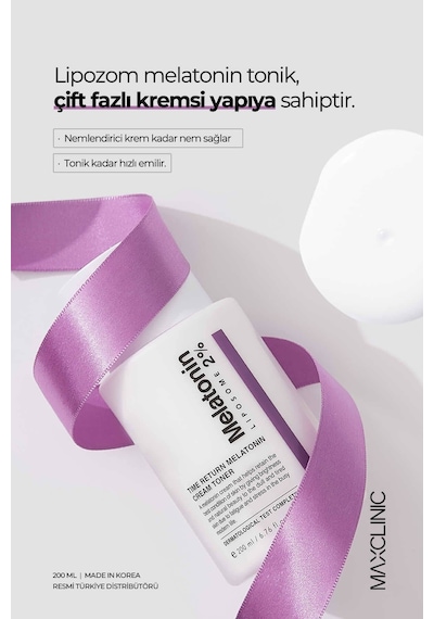Maxclınıc %2 Melatonin Içeren Çift Fazlı Yorgunluk Karşıtı Krem Tonik Melatonin Cream Toner 200 ml