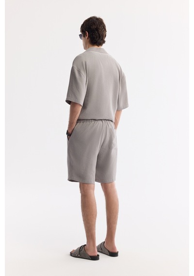 Avva Erkek Nardo Gri Beli Lastikli Bağcıklı Soft Touch Relaxed Fit Şort A51y3703