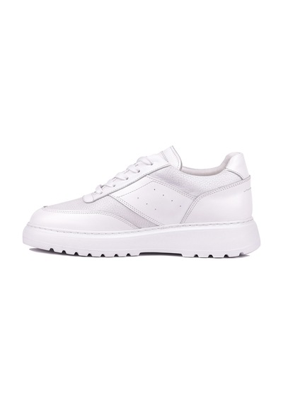 Shoetyle - Hakiki Deri Beyaz Renk Günlük Erkek Sneaker - 115-k643 -1621