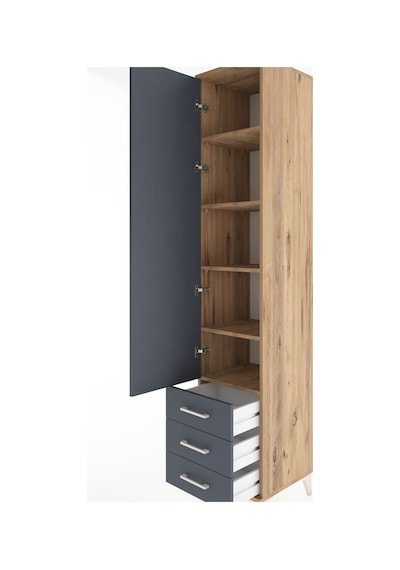 Hyperion Dolap 5 Raflı 3 Çekmeceli Tek Kapaklı 44x44x221 Çam-... Çam
