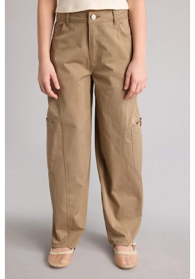Defacto Baggy Fıt Gabardin Pantolon Kız Çocuk H1949a826smkh436 Haki-kh436