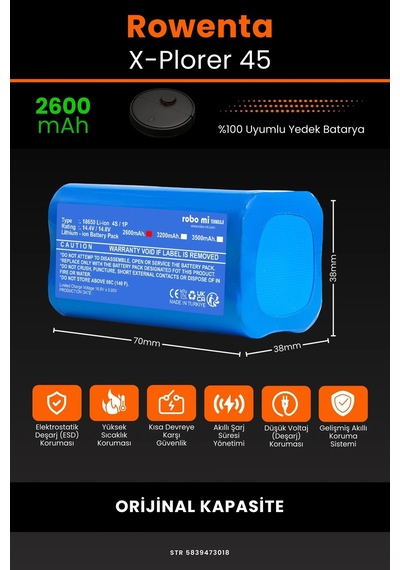 Rowenta X-plorer 45 2600mah Robot Süpürge Bataryası