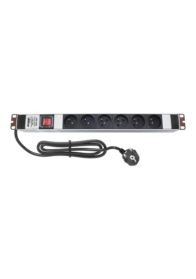 Amp Connect 19" 1u 6'lı Fransız Ups On / Off Anahtarlı Kabinet Grup Prizi Pdu -16a
