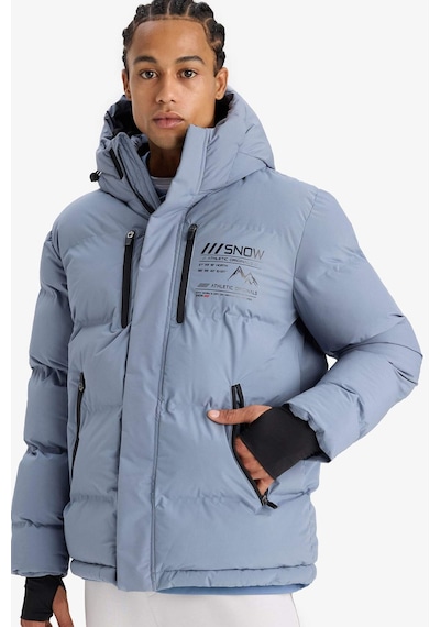 Defacto Su İtici Regular Fit Kapüşonlu Rüzgar Geçirmez Şişme Mont E9485ax25wngr530 Gri-gr530