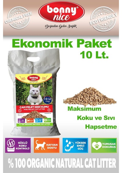 Doğal Çam Peleti Kedi Kumu 5 Kg 10 Lt 5 Adet