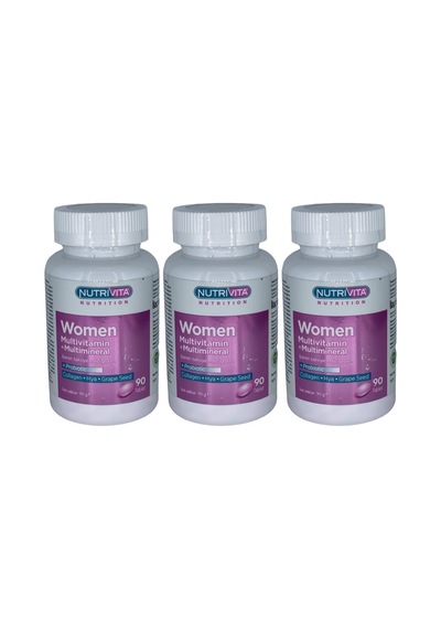 Nutrivita Nutrition Women Multivitamin Multimineral 3x90 Tablet Probiotic Hidrolize Collagen