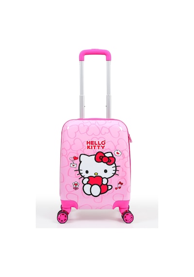 Gedox Kids Hello Kitty Lisanslı Çocuk Valizi Pembe Darbeye Dayanıklı 33l 360 Tekerlekli Hello Pembe Kalp