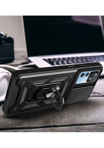Mi 12t Kılıf Magnetik Standlı Kamera Korumalı Mkst Sürgülü Vega Kapak - Mavi Mavi
