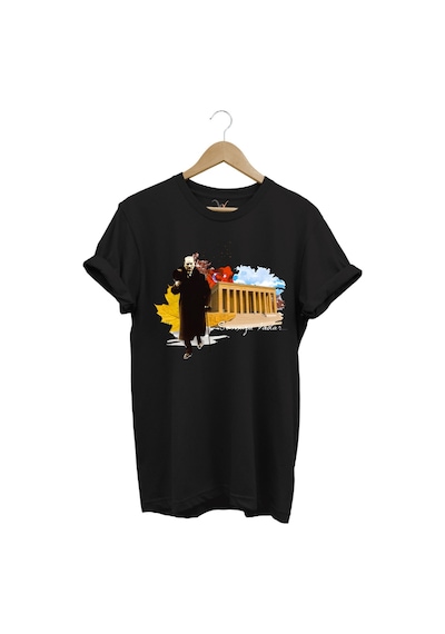 Atatürk Anıtkabir 10 Kasım 29 Ekim 23 Nisan 19 Mayıs Cumhuriyet Sonsuza Kadar Regular Fit T-shirt Siyah