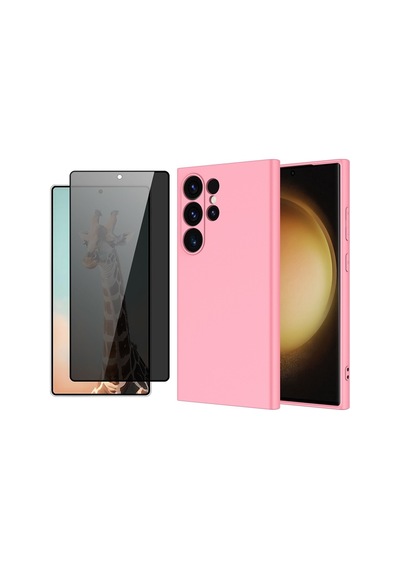 Vendas Galaxy S25 Ultra Uyumlu Kılıf Zore Mara Lansman Kapak + Hayalet Cam Ekran Koruyucu Pembe