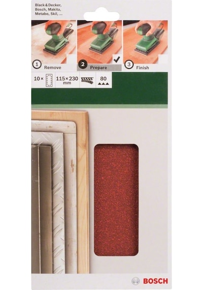 Bosch Zımpara Kağıdı 10'Lu 115X230Mm 80 Kum 14 Delik 2609256B21