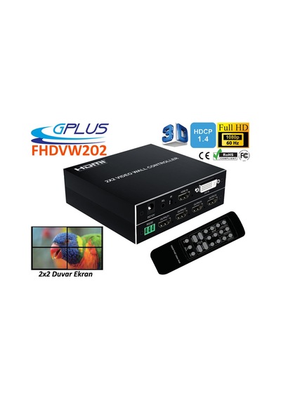 Gplus Fhdvw202m 2x2 Video Wall Controller 4 Ekran Tv Genişletici