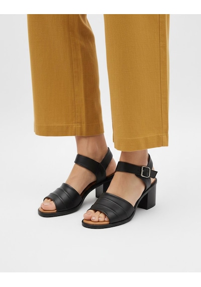 İç Dış Hakiki Deri Alçak Topuk Kadın Sandalet Siyah