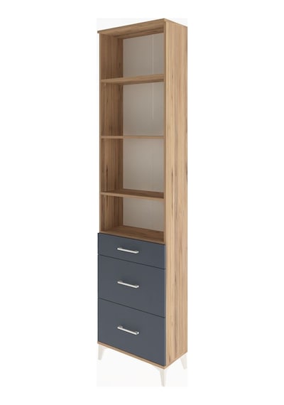 Arges Dolap 4 Raflı 3 Çekmeceli 60x30x243 Çam-antrasit Atlas Çam