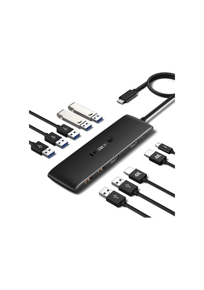 Lemorele Tc300, Type-c Çoklayıcı Hub - Çift Hdmı - 10gbps Usb 3.1 - 10 Portlu 100w Pd Şarjlı Docking Station