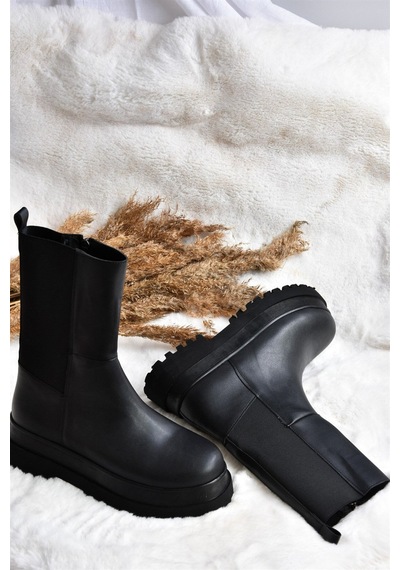Fox Shoes Siyah Kalın Tabanlı Kadın Bot J267063109 Siyah