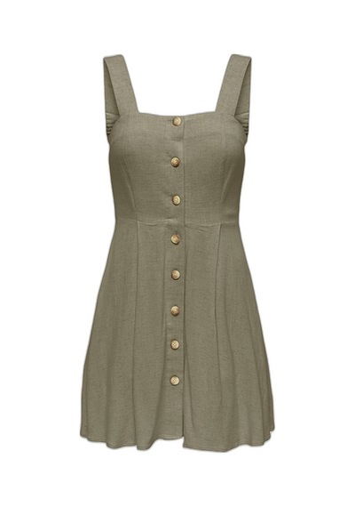 Only Onlsıesta Lınen Bl Short Strap Dress Pnt Kadın Yeşil Elbise - 15370390