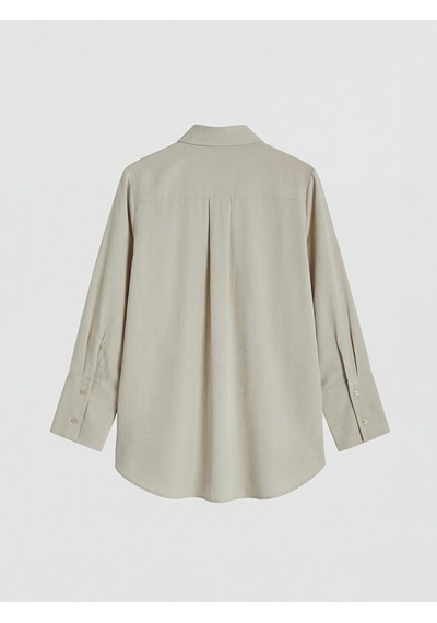 Lcw Modest Bej Oversize Keten Karışımlı Kadın Gömlek Tunik