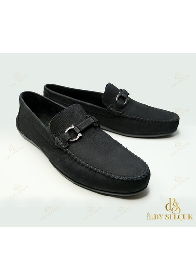 Loafer Nubuk Deri Siyah Nubuk