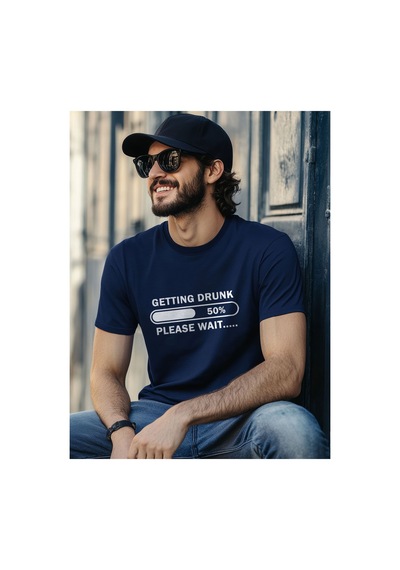 North Whiskers "getting Drunk" Loading Baskılı %100 Pamuklu Lacivert Parti Tişörtü Lacivert - 875685710 Lacivert - 875685710 Lacivert