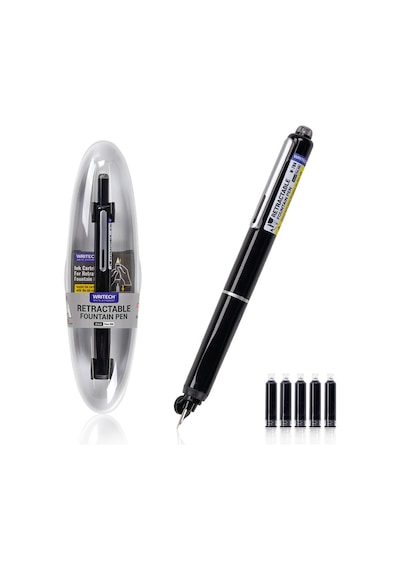 Wrıtech W-784 Basmalı Dolma Kalem Siyah Gövde - Blister Ahşap
