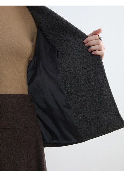 Lcw Modest Antrasit Kruvaze Yaka Oversize Kadın Kaşe Kaban